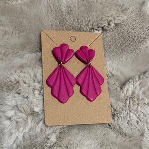 Pink Geometric Dangle Earrings